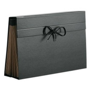 PASTA DE COURO PRETA SANFONADA OFÍCIO 31 DIVISÓRIAS DELUCAS