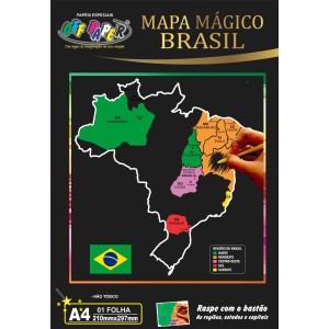 PAPEL MÁGICO MAPA DO BRASIL 1FLS+BASTÃO OFF PAPER