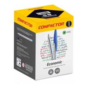 CANETA ESFEROGRÁFCA 1.0 ECONOMIC PRETA C/100 COMPACTOR