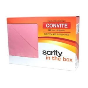 ENVELOPE CONVITE 160x235 80G FIDJI ROSA CLARO CAIXA C/100 UNIDADES SCRITY