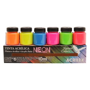 TINTA ACRÍLICA NEON 6 CORES NATURE COLORS REF.3906 ACRILEX
