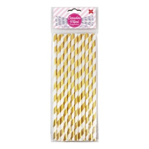 CANUDO DE PAPEL LISTRADO - OURO METALIZADO 6MMx200MM C/12 UNIDADES 4301 MAKE