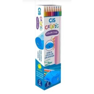 LÁPIS 12 CORES COM ESTOJO/APONTADOR CRIATIC AZUL CIS