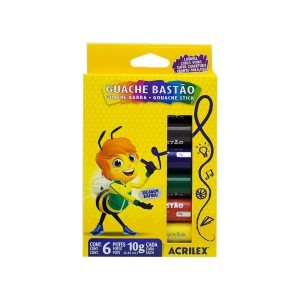 GUACHE BASTÃO 6 CORES ACRILEX