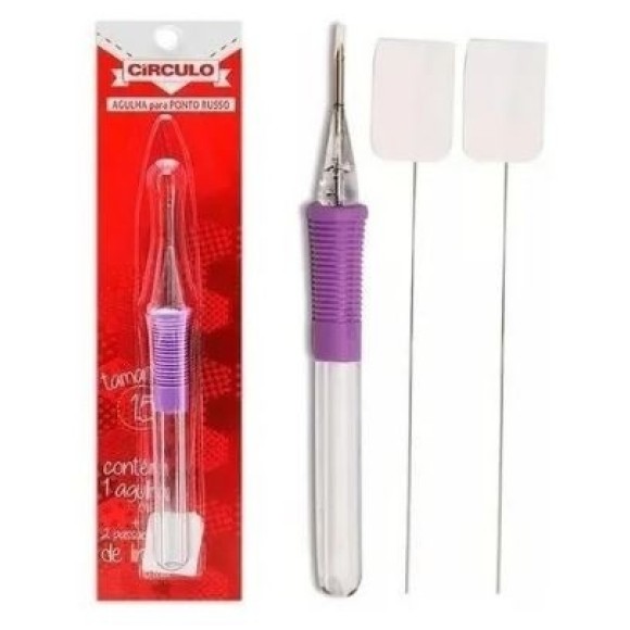 AGULHA PARA PONTO RUSSO 244546 PI2473 11,68CM COM 2 PASSADORES CÍRCULO