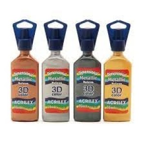 TINTA RELEVO 3D METÁLICA COM 6 CORES ACRILEX