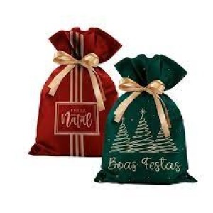 SACO DE TNT COM LAÇO DE NATAL BOAS FESTA 20X30 CROMUS
