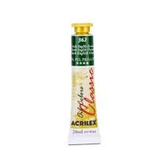 TINTA ÓLEO BISNAGA 20ML REF.362 VERDE INGLÊS ESCURO ACRILEX