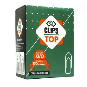 CAIXA DE CLIPS METÁLICOS 8/0 COM 170 UNIDADES TOP CLIPS