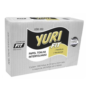 PAPEL TOALHA BRANCO 20,5X22CM 1000FLS 100% CELULOSE YURI