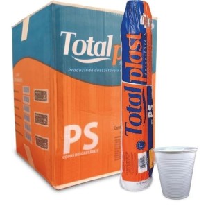 COPO PLÁSTICO 180ML BRANCO DESCARTÁVEL CAIXA C/2500 TOTALPLAST
