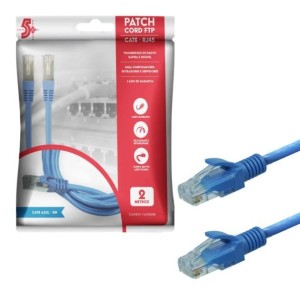 CABO DE REDE RJ45 CAT6 AZUL 2M GIGABIT BLINDADO SATANA