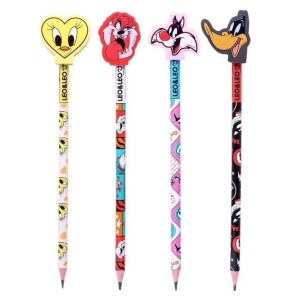 LÁPIS GRAFITE HB COM BORRACHA LOONEY TUNES LEO&LEO