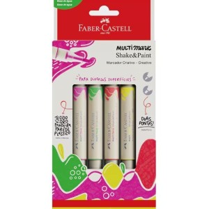 MARCADOR MULTIMARKER 2 PONTAS 4 CORES NEON FABER CASTELL