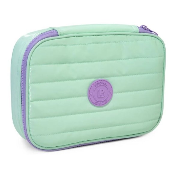 ESTOJO BOX PUFFER VERDE PASTEL POLIBRAS
