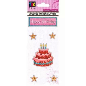 ADESIVOS FEITOS Á MÃO COM GLITTER ANIVERSÁRIO REF.17581 TOKE E CRIE