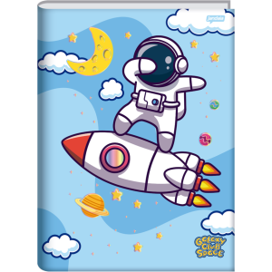 CADERNO 80FLS 1/4 CAPA DURA BROCHURA GALAXY CLUB SPACE JANDAIA