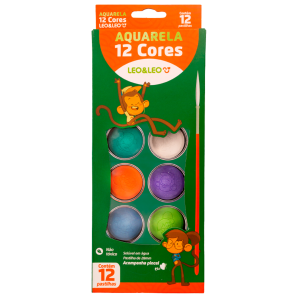 AQUARELA EM PASTILHA 12 CORES LEO&LEO