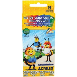 GIZ DE CERA CURTO TRIANGULAR 12 CORES REF.9412 ACRILEX